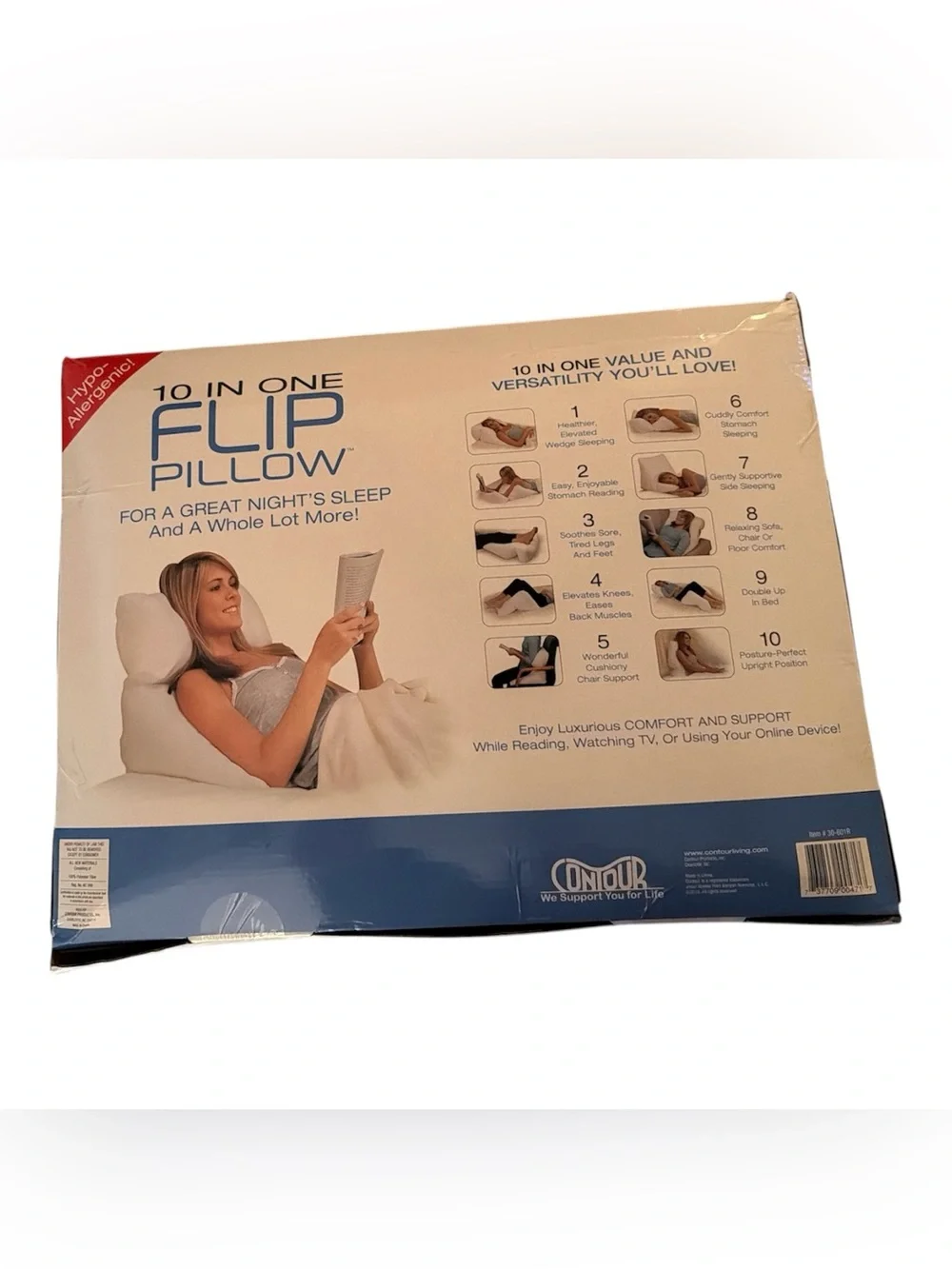 10-in-1 Flip Pillow — White Multi-Function Support Pillow